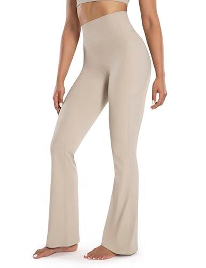 ENERBLOOM Women'S Workout Flare Yoga Pants with Pockets High Waisted Bootcut Leggings Tummy Control 30''