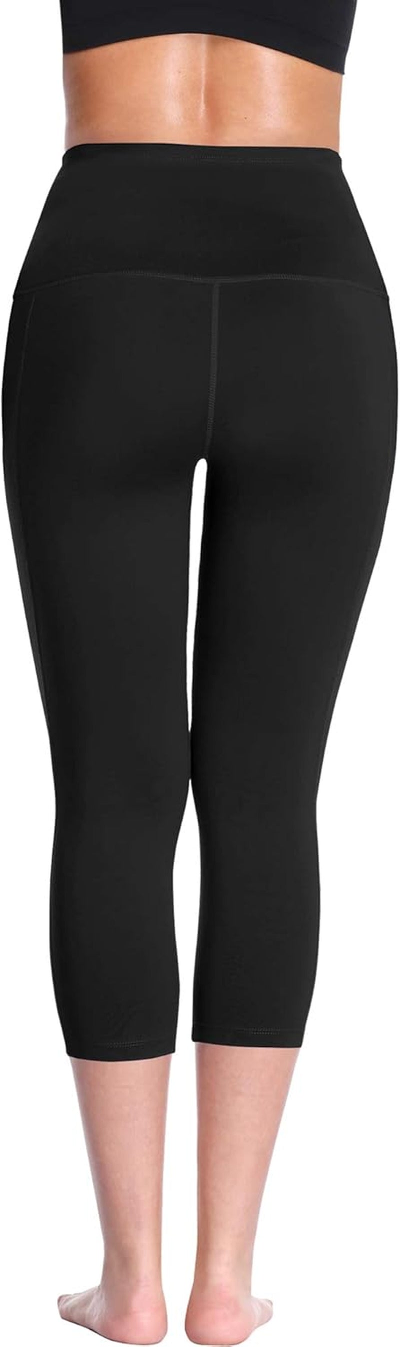 Women'S Tummy Control High Waist Capri Running Leggings Yoga Pants with Pocket