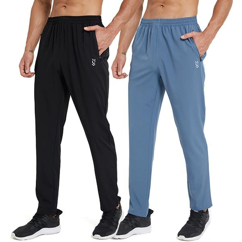 2 Pack Men'S Sweatpants with Zipper Pockets Jogging Pants Suit Tapered Athletic Pants for Men Running,Workout,Lounge