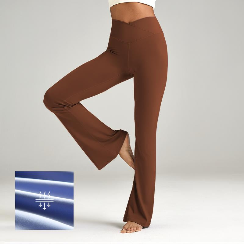 ESOFT Women'S Crossover Flare Leggings, High Waisted Wide Leg Flared Yoga Pants Outdoorfun