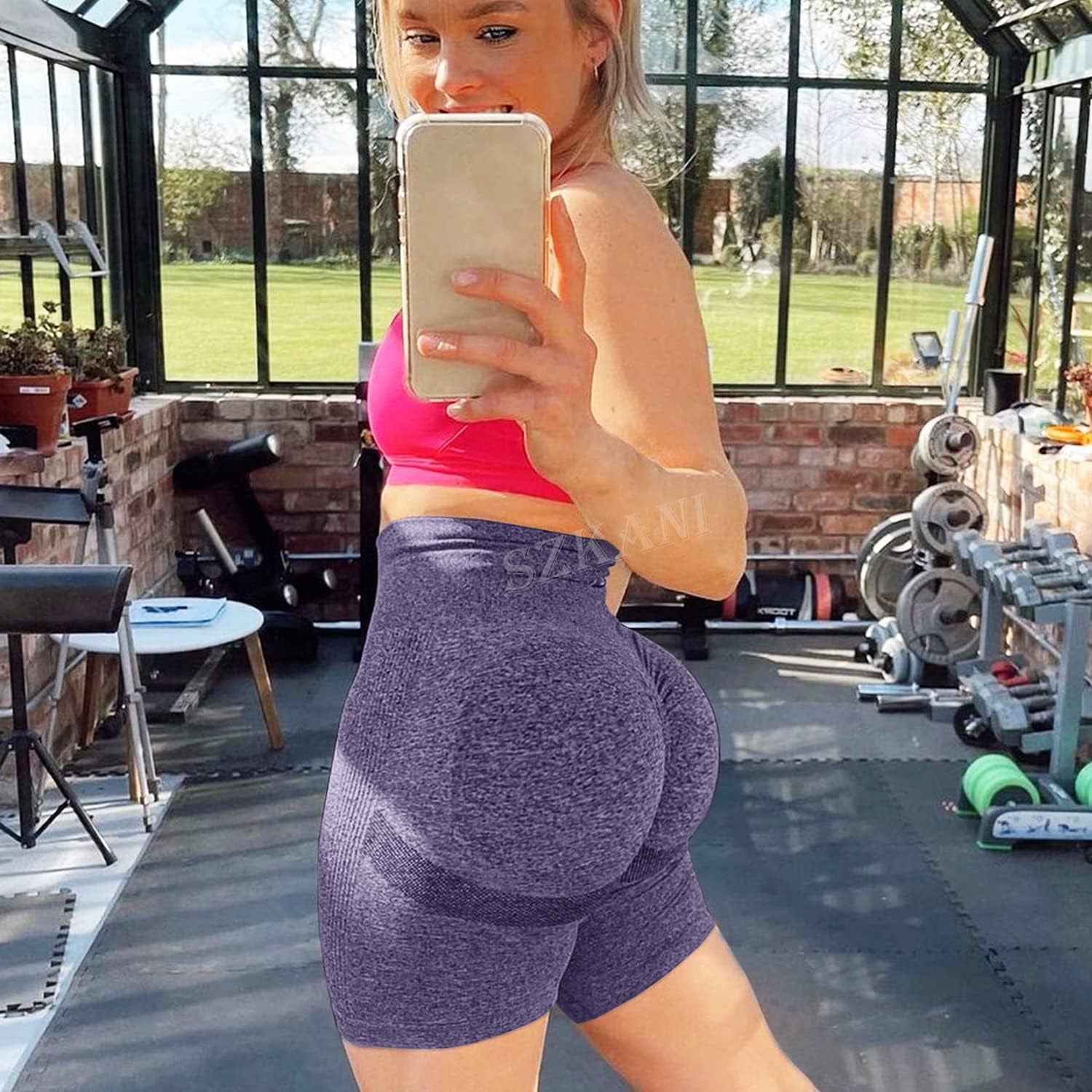 Scrunch Butt Lifting Seamless Shorts for Women High Waist Tummy Control Workout Biker Shorts Ruched Booty Lifting Leggings