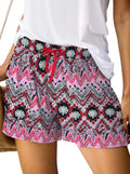 Womens Casual Shorts Elastic Waist Drawstring Shorts Pants with Pockets Summer Beach Floral Shorts