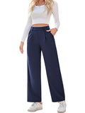 Flex High Waisted Work Pants Plicated Side Pockets Straight Leg Cargo Business Pants Straight-Leg Cut Breathable Versatile Wear