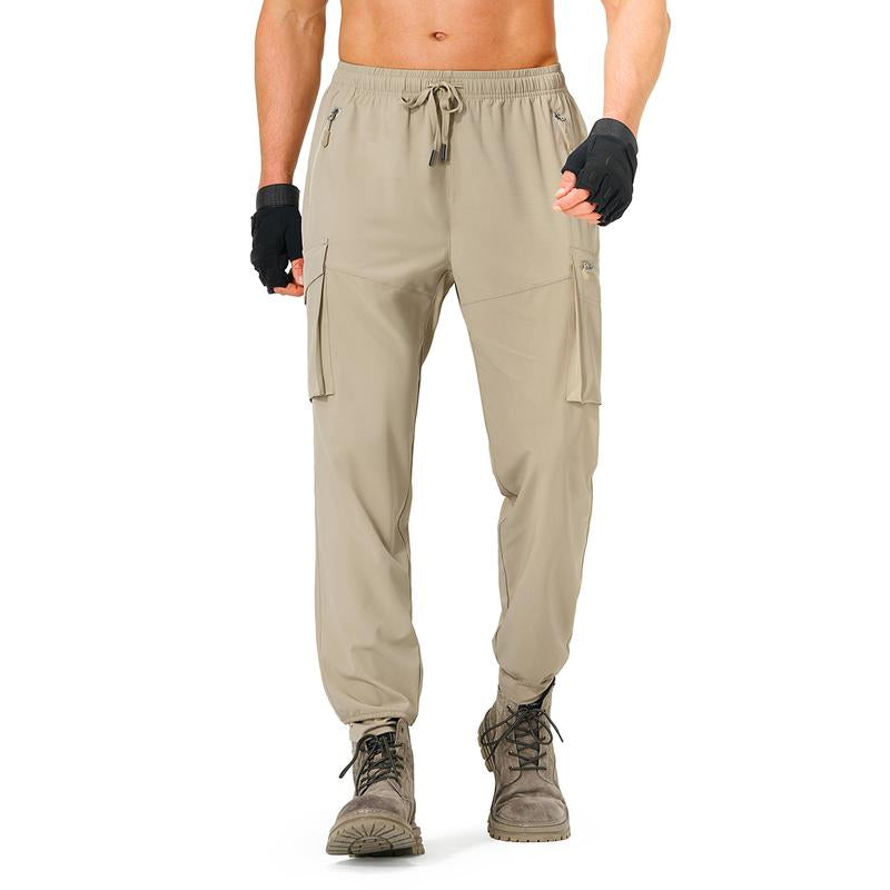 Men'S Hiking Pants Lightweight Cargo Pants Quick Dry Water Resistant Golf Joggers with Zipper Pockets Elastic Waist Pants