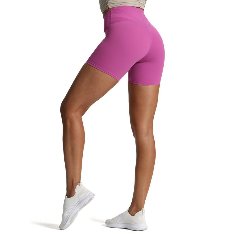 Aoxjox Women'S Workout Trinity Cross-Waist Yoga Shorts 6"