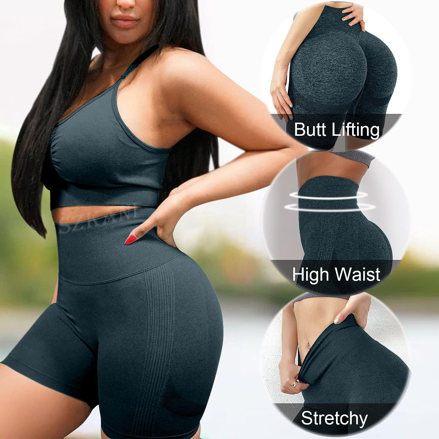 Scrunch Butt Lifting Seamless Shorts for ladies High Waist Tummy Control Workout Biker Shorts Ruched Booty Lifting Leggings