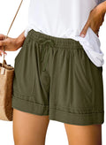 Womens Casual Shorts Elastic Waist Drawstring Shorts Pants with Pockets Summer Beach Floral Shorts