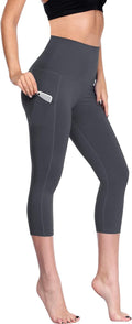 Women'S Tummy Control High Waist Capri Running Leggings Yoga Pants with Pocket