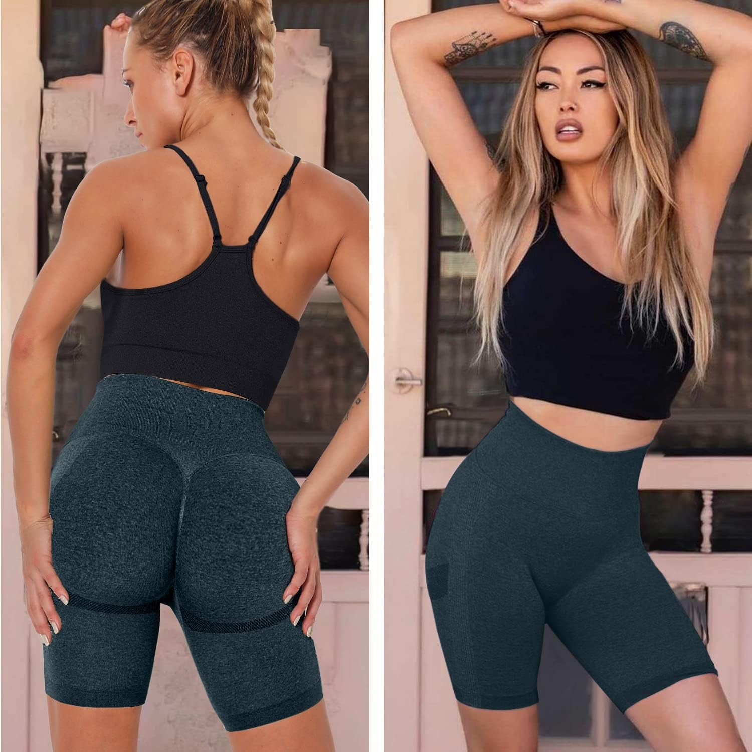 Scrunch Butt Lifting Seamless Shorts for ladies High Waist Tummy Control Workout Biker Shorts Ruched Booty Lifting Leggings