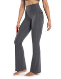ENERBLOOM Women'S Workout Flare Yoga Pants with Pockets High Waisted Bootcut Leggings Tummy Control 30''