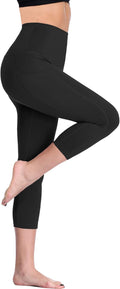 Women'S Tummy Control High Waist Capri Running Leggings Yoga Pants with Pocket