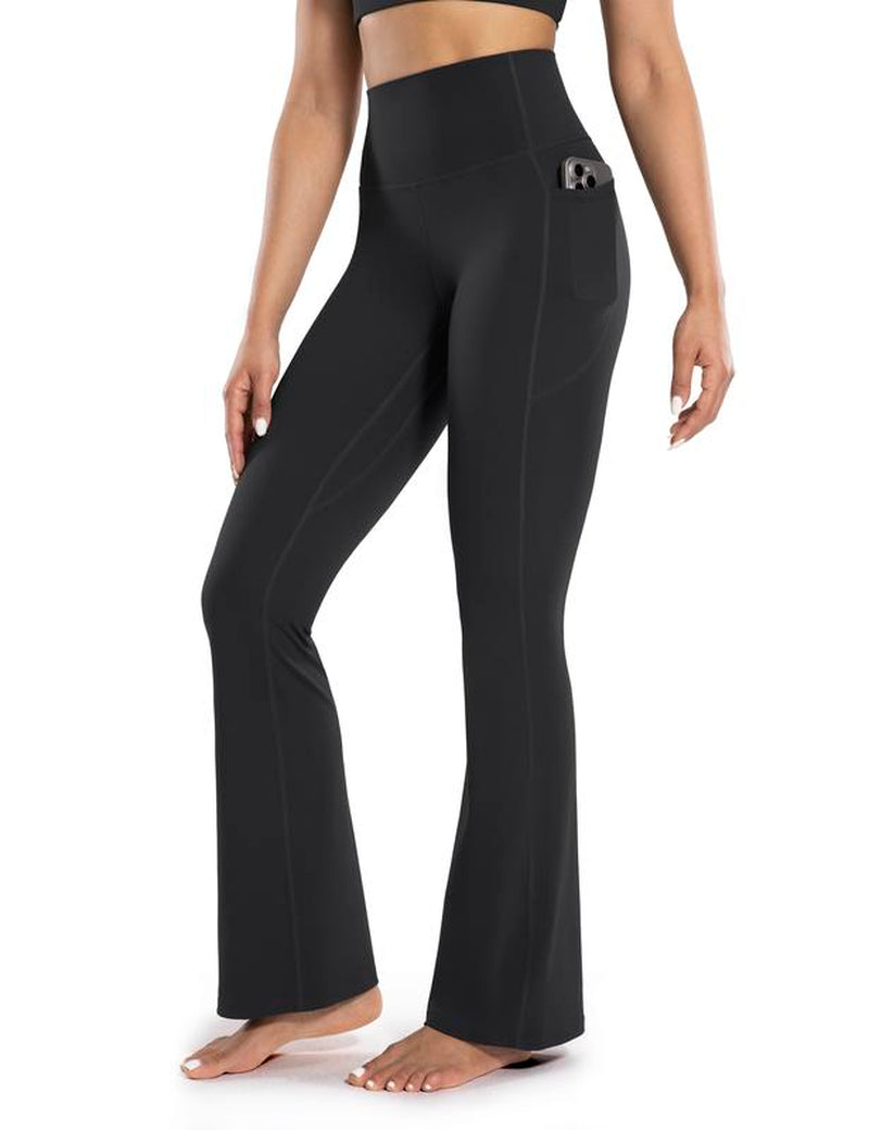 ENERBLOOM Women'S Workout Flare Yoga Pants with Pockets High Waisted Bootcut Leggings Tummy Control 30''