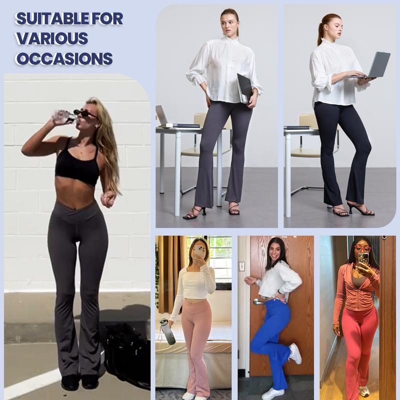ESOFT Women'S Crossover Flare Leggings, High Waisted Wide Leg Flared Yoga Pants Outdoorfun