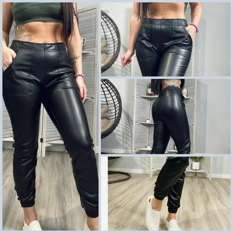 Girls Night In Faux Leather Joggers - RegPlus
