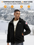 Men'S Heated Fleece Jacket with 20000Mah Battery Fleece Hoodie Black M