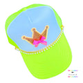 She Wears the Crown Trucker Hat / Neon Yellow & White Trucker Hat / Gold Crown Trucker Hat