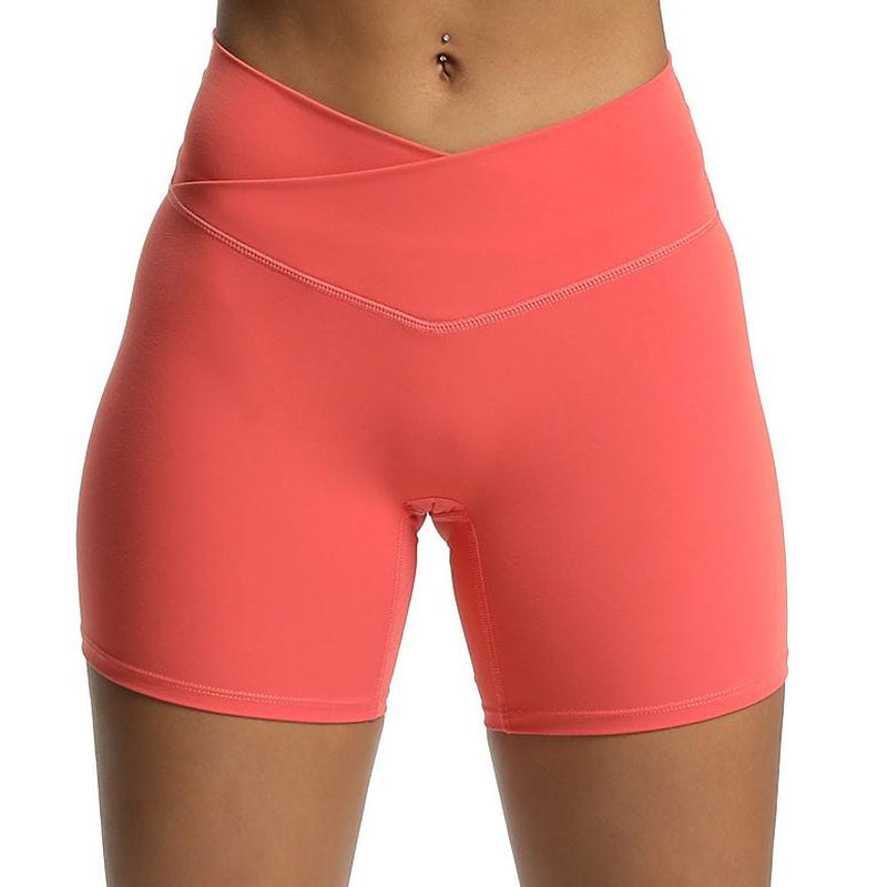 Aoxjox Women'S Workout Trinity Cross-Waist Yoga Shorts 6"