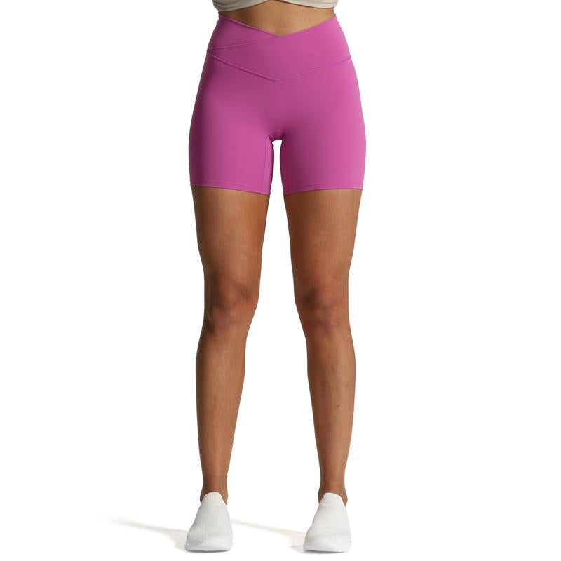 Aoxjox Women'S Workout Trinity Cross-Waist Yoga Shorts 6"
