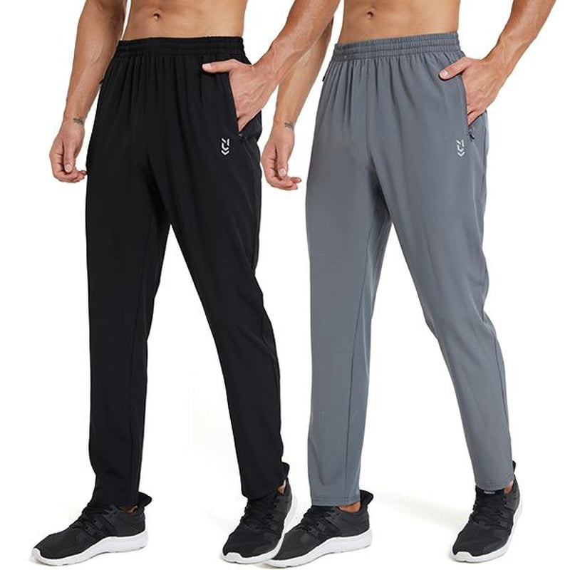 2 Pack Men'S Sweatpants with Zipper Pockets Jogging Pants Suit Tapered Athletic Pants for Men Running,Workout,Lounge
