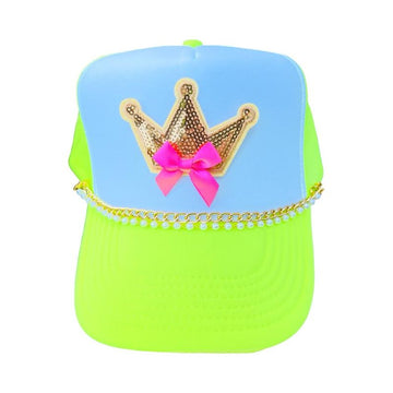 She Wears the Crown Trucker Hat / Neon Yellow & White Trucker Hat / Gold Crown Trucker Hat