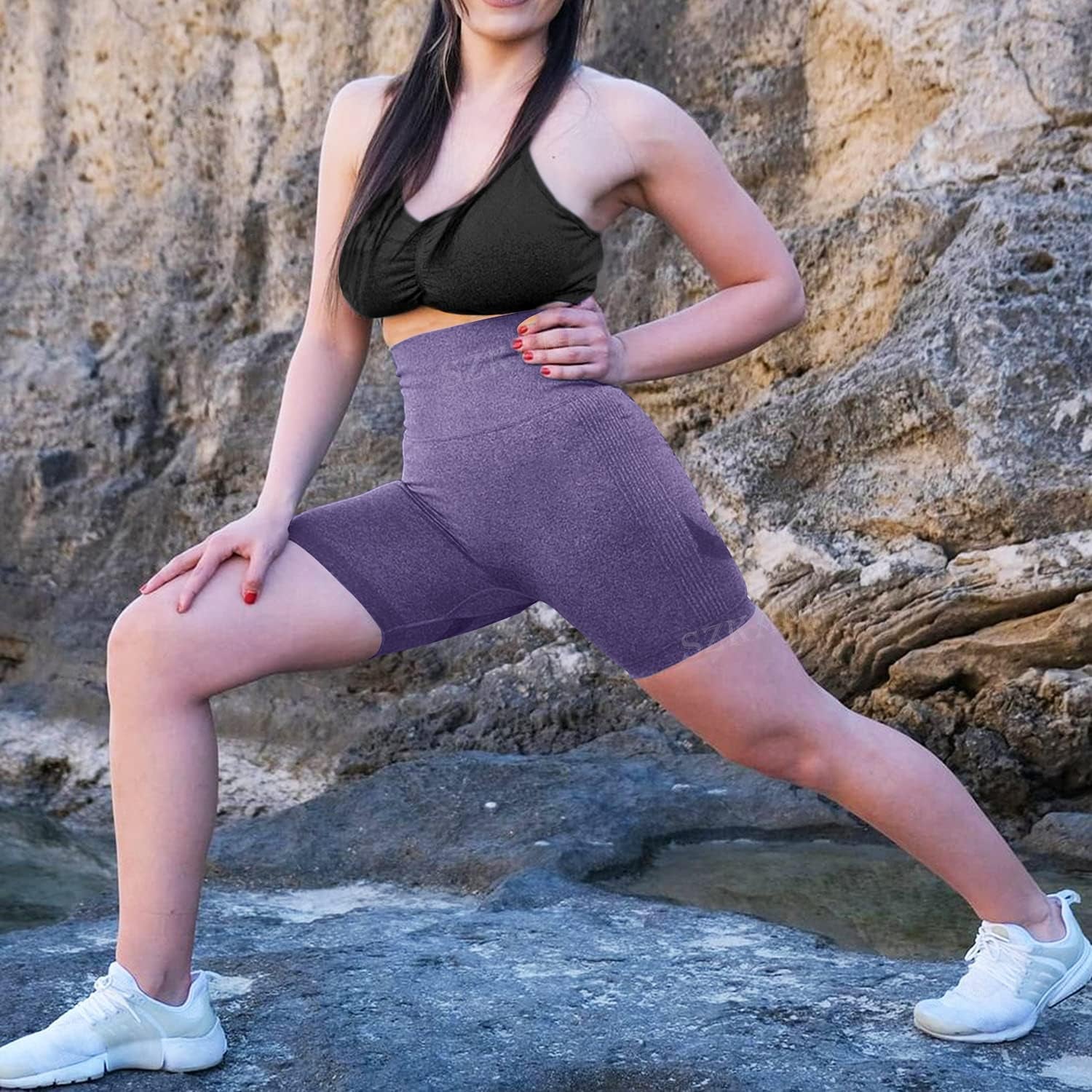 Scrunch Butt Lifting Seamless Shorts for Women High Waist Tummy Control Workout Biker Shorts Ruched Booty Lifting Leggings