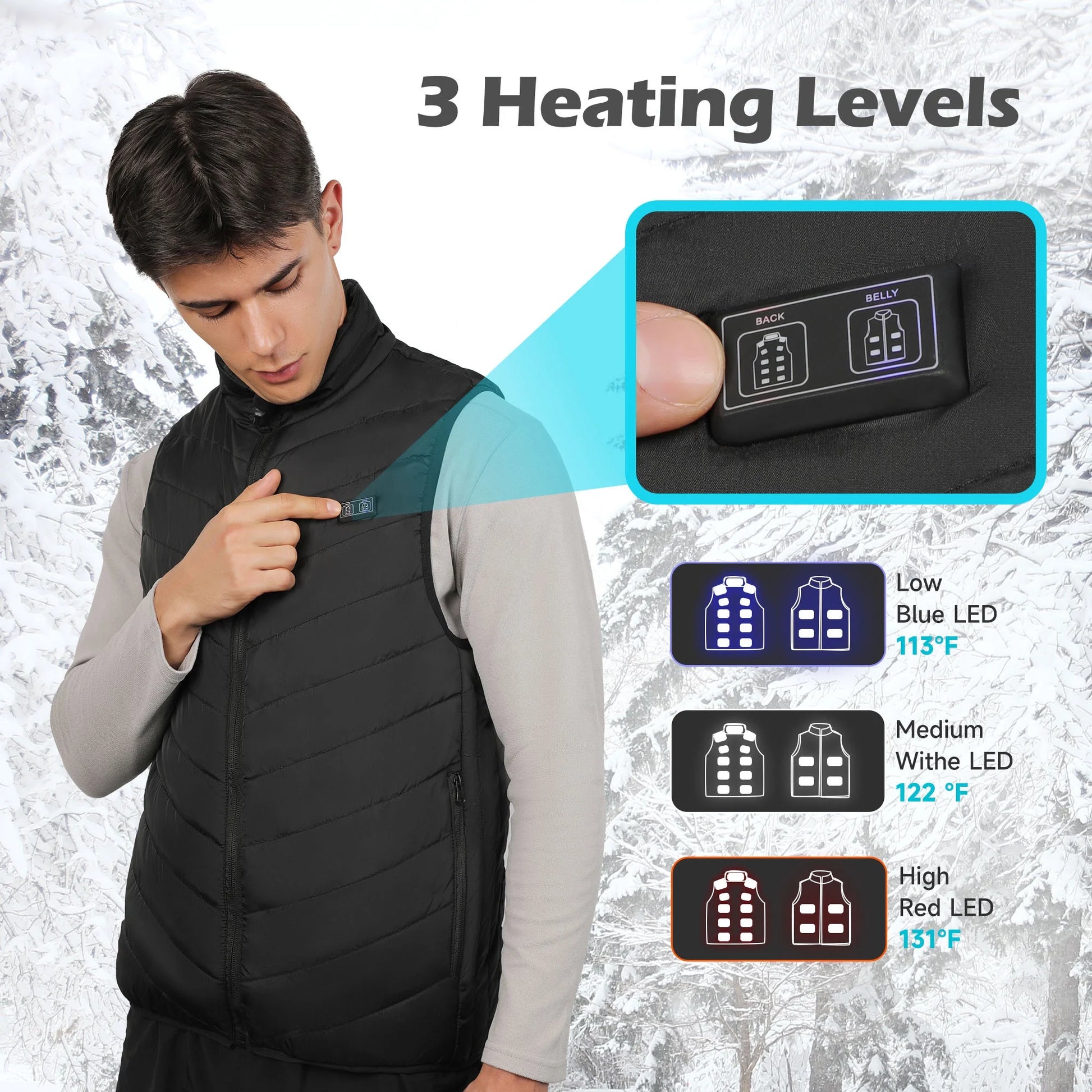 Electric Heated Vest with 10000Mah Battery Pack for Men and Women,M