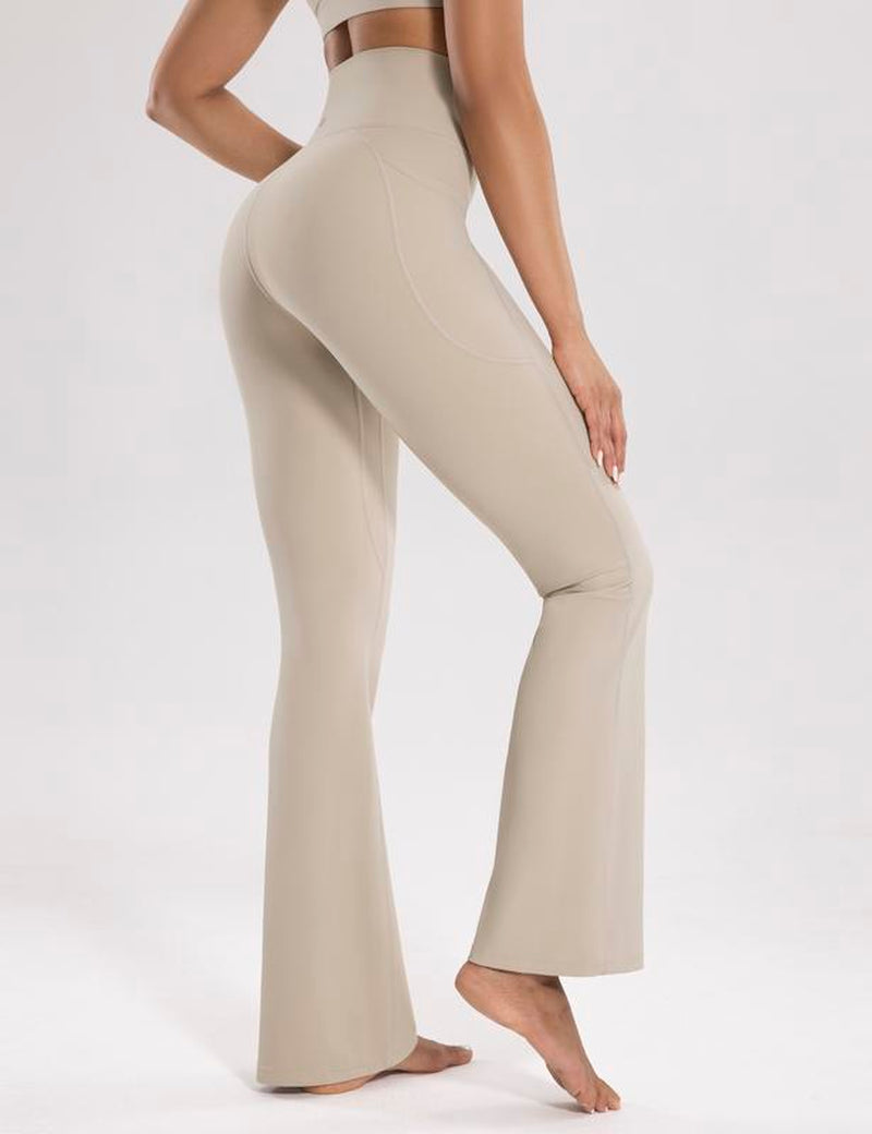 ENERBLOOM Women'S Workout Flare Yoga Pants with Pockets High Waisted Bootcut Leggings Tummy Control 30''