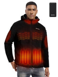 Men'S Heated Fleece Jacket with 20000Mah Battery Fleece Hoodie Black M