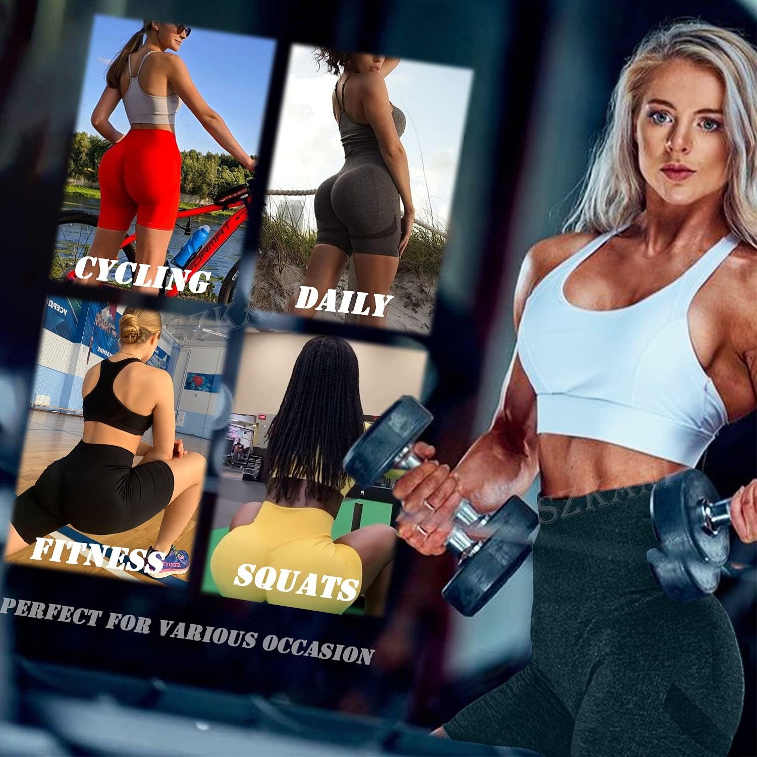 Scrunch Butt Lifting Seamless Shorts for ladies High Waist Tummy Control Workout Biker Shorts Ruched Booty Lifting Leggings