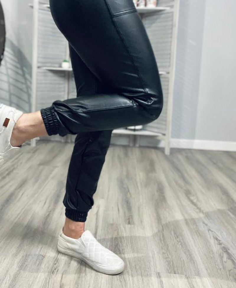 Girls Night In Faux Leather Joggers - RegPlus