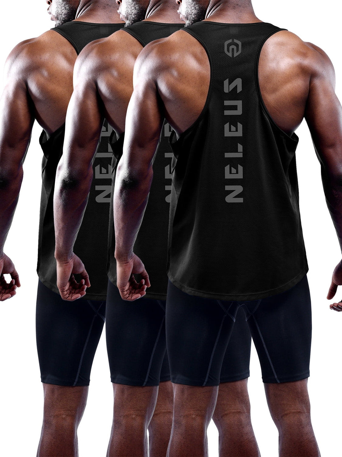 Mens Muscle Gym Tank Top Dry Fit Y-Back Sleeveless 3 Pack,Black,Us Size XL