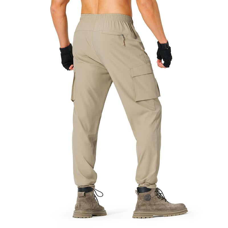 Men'S Hiking Pants Lightweight Cargo Pants Quick Dry Water Resistant Golf Joggers with Zipper Pockets Elastic Waist Pants