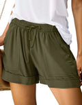 Womens Casual Shorts Elastic Waist Drawstring Shorts Pants with Pockets Summer Beach Floral Shorts