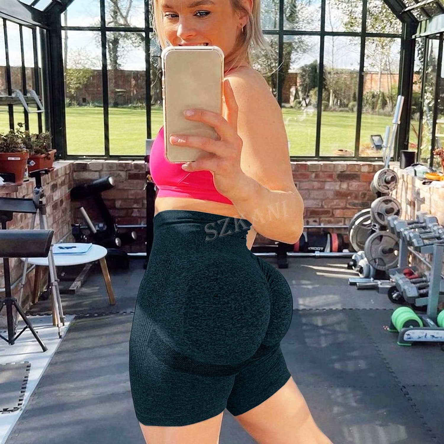 Scrunch Butt Lifting Seamless Shorts for ladies High Waist Tummy Control Workout Biker Shorts Ruched Booty Lifting Leggings